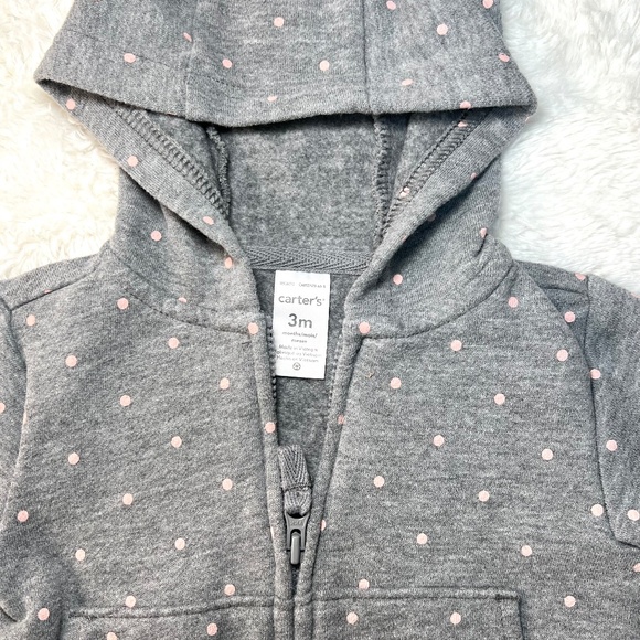 Carter's Gray and Pink Polka Dot Matching Set 3 Months - Picture 4 of 5